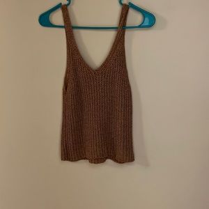 knit brown tank top